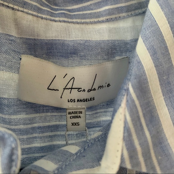 NWT L’Academie The Bente Button Up in Blue stripe - Picture 8 of 10